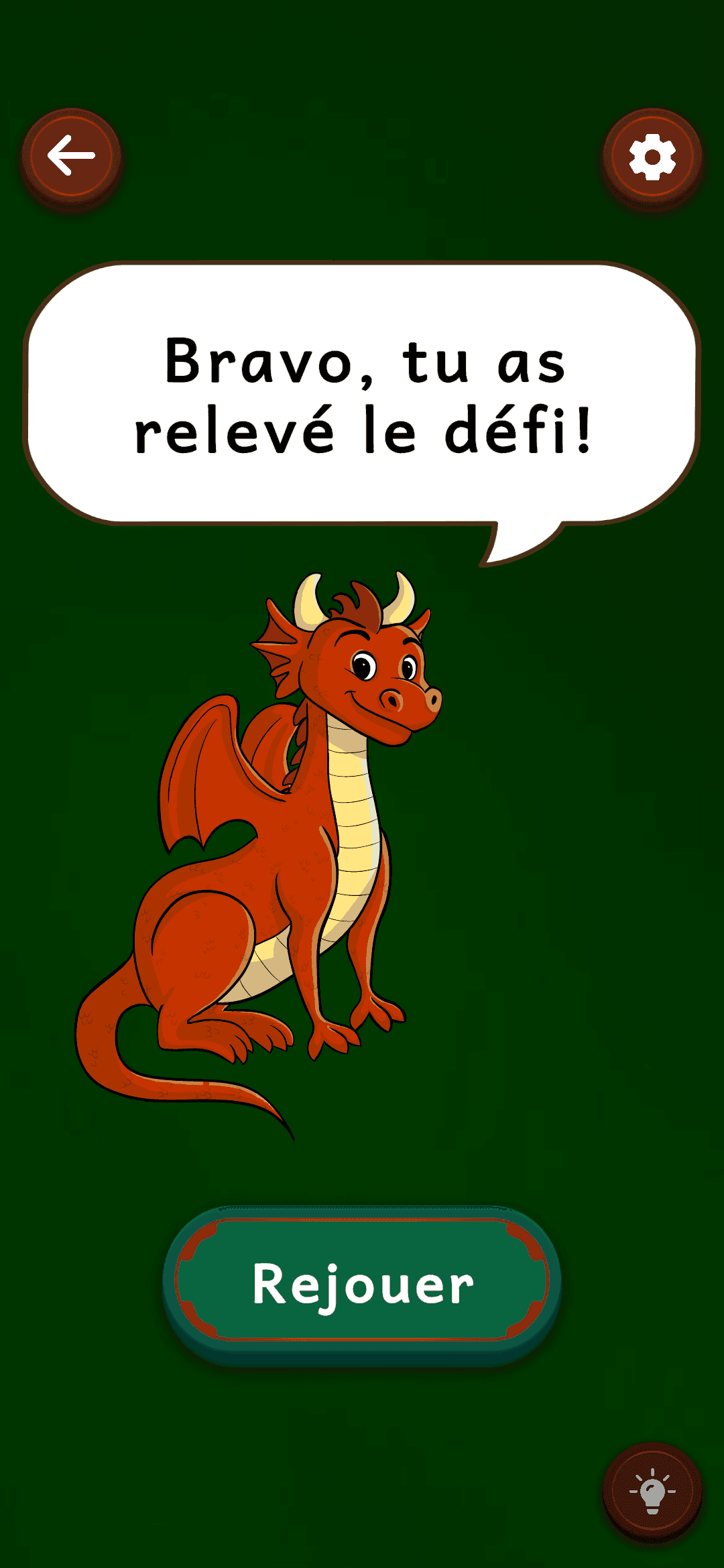 Félicitations - Écran de réussite et encouragement