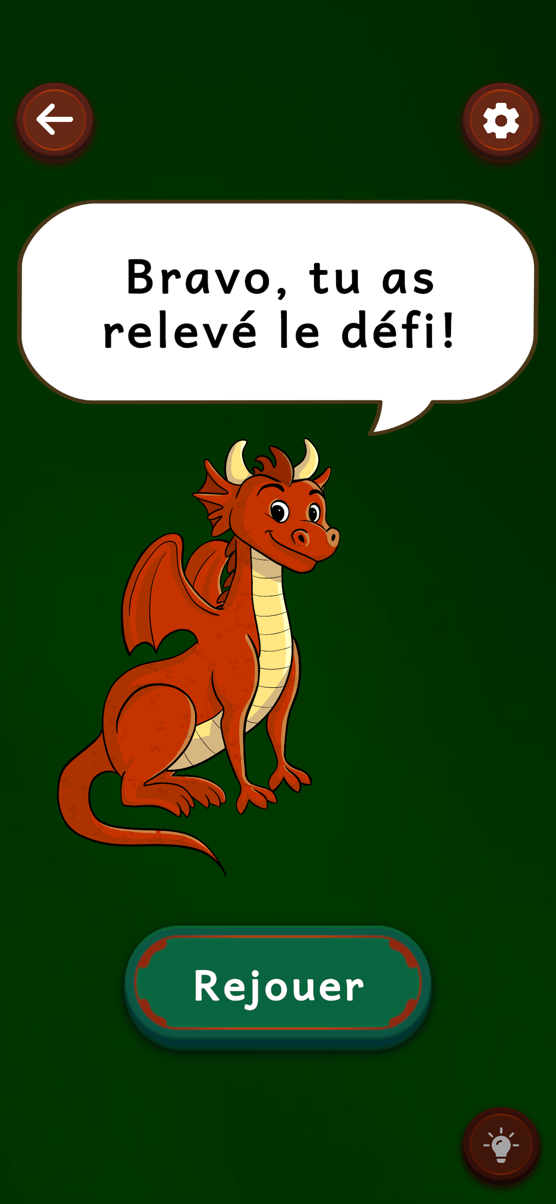 Félicitations - Écran de réussite et encouragement